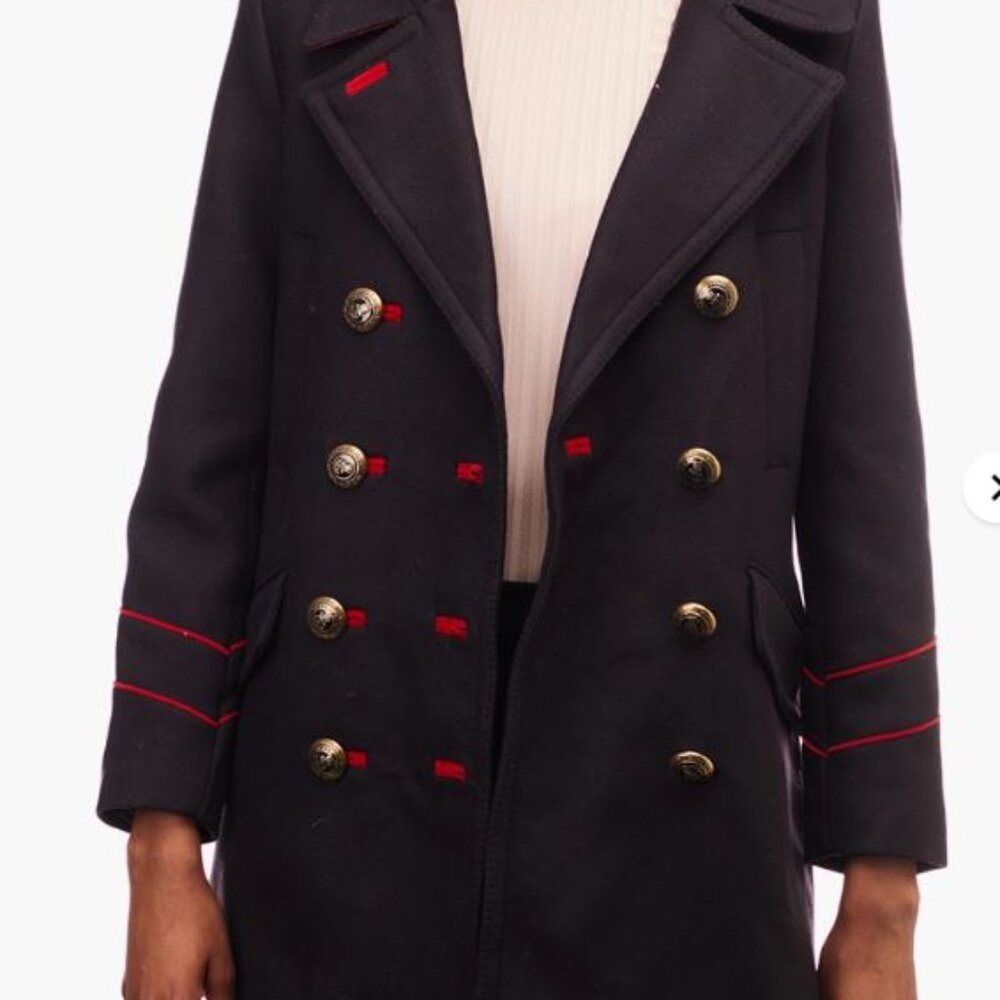 ZARA Navy Military Style Double Breasted Coat - M